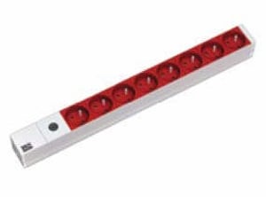 Bachmann 333.4101 Stromverteilereinheit (PDU) mit 8 Netzanschlüssen, 1U, grau, rot