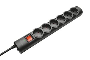 Trust 21059 Surge Protector, Black, 6 Outlets, 1.8 m