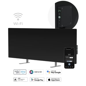 AENO Premium Eco Smart, Grzejnik elektryczny, szkło hartowane, 700W, wyświetlacz, Czarny