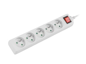 Lanberg PS1-05E-0150-W grenuttag 1,5 m 5 x nätuttag, för inomhusbruk, vit