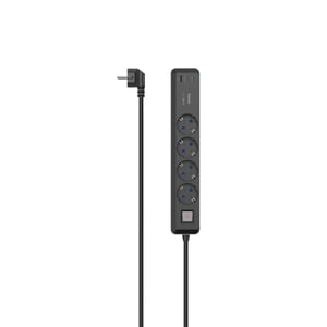 Hama 00223189 Steckdosenleiste 1,4 m, 4 x Netzsteckdose, für den Innenbereich, Schwarz, Grau