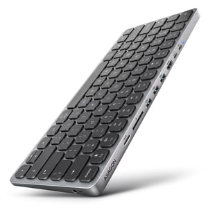 Axagon HMC-KB-US Wired USB 3.2 Gen 1 (3.1 Gen 1) Type-C Docking Station, Gray