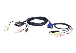 ATEN VGA USB till DVI KVM-kabel 3 m KVM-kabel Svart, Blå, Grön, Rosa