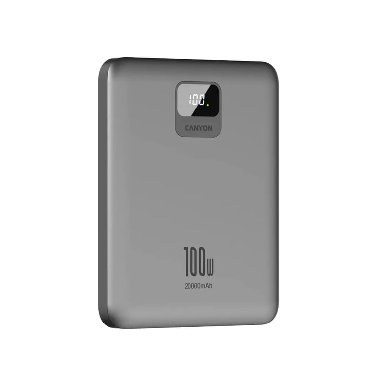 фото Зовнішній акумулятор (павербанк) Canyon PB-2008 20000mAh 100W Dark Grey (CNE-CPB2008DG)