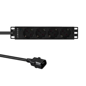 Lanview LVR-2MSCH-SCH-C13-4 rozdzielacz zasilania PDU 4 x gniazdo sieciowe 1U Czarny