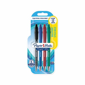 Papermate Flexgrip Ultra Czarny, Niebieski, Zielony, Czerwony Przyciskany długopis Średni 4 szt.