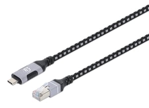 Manhattan 394826 RJ-45-zu-USB-C-Kabeladapter, Schwarz, Silber