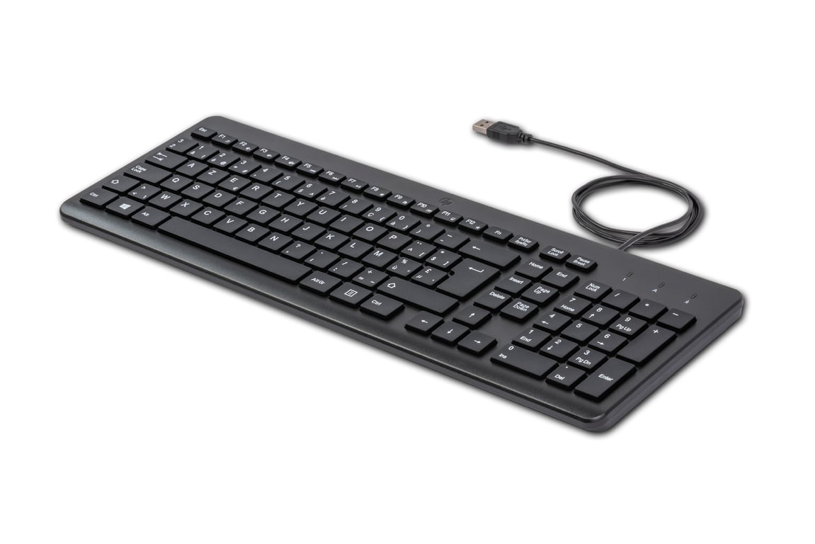 HP 150 Wired Keyboard klawiatura Uniwersalne USB AZERTY Belgijski Czarny