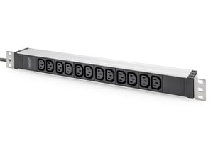 Digitus Steckdosenleiste mit Aluminiumprofil, 12 Steckdosen, 2 m Netzkabel, Stecker mit Schutzkontakt