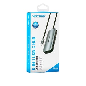 Vention TNBHB USB Type-C Hubs and Concentrators, 5000 Mbit/s, Gray