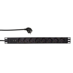 LogiLink PDU8C02 strömfördelare (PDU) med 8 nätuttag, 1U, svart