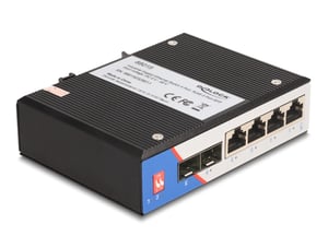 DeLOCK Industrial Gigabit Ethernet Switch: 4 RJ45 ports, 2 SFP ports, DIN rail mount