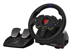 Subsonic Superdrive 220 RS-5 Black USB Steering Wheel + Pedals for Nintendo Switch, Nintendo Switch 2, PC, PlayStation 4, PlayStation 5, Xbox One, Xbox Series S, Xbox Series X