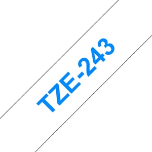 Brother TZE-243 Label Ribbons: Blue on White