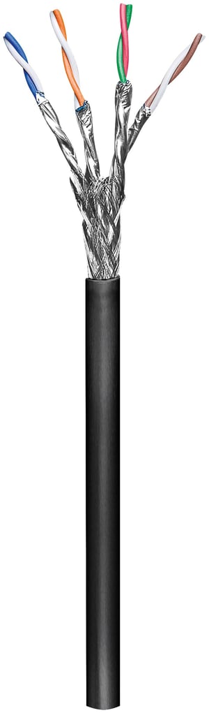 Goobay CAT 6 S/FTP 100m kabel sieciowy Czarny Cat6 S/FTP (S-STP) Okrągły