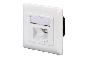 Digitus Unterputz-/Aufputz-Anschlussdose 2x RJ45, geschirmt, LSA, Kat. 5e, Beschriftungsfeld, staubgeschützt, Farbe: Weiß