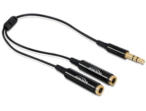 DeLOCK 65356 kabel audio 0,25 m 3.5mm 2 x 3.5mm Czarny