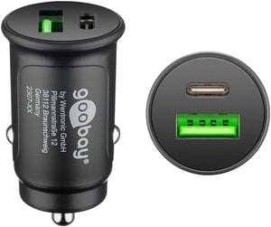 Goobay 59521 Ladegerät für mobile Geräte, universell, schwarz, Zigarettenanzünder, Schnellladung, automatisch