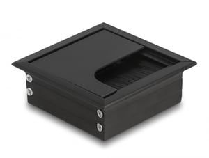 DeLOCK Kabeldurchführung mit Bürste für den Einbau in einen Tisch, 80 x 80 x 28 mm, schwarz