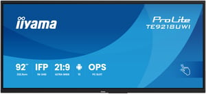 iiyama TE9218UWI-B1AG signage display Kiosk 2,32 m (91.5") LED Wi-Fi 500 cd/m² 5K Ultra HD Black Touchscreen Built-in Processor Android 16/7