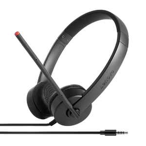 Lenovo Stereo Analog Headset, Wired, Headband Style, Office/Call Center, Black