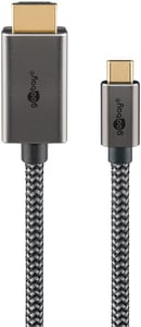 Goobay 75700 2 m USB Type-C to HDMI Type A (Standard) Cable Adapter, Black, Silver