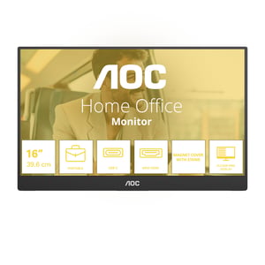 AOC 16T20E2 przenośny telewizor / monitor Przenośny monitor Czarny 39,6 cm (15.6") LED 1920 x 1080 px