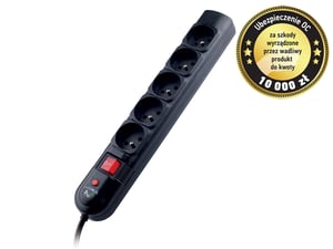 Tracer PowerGuard 3m Black grenuttag med 5 nätuttag Svart