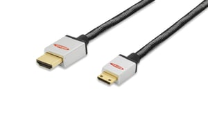 Ednet 84488 kabel HDMI 2 m HDMI Type C (Mini) HDMI Typu A (Standard) Czarny, Srebrny