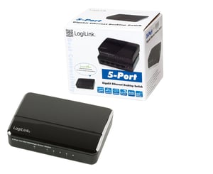 LogiLink NS0105 Unmanaged L2 Gigabit Ethernet (10/100/1000) Network Switch, Black