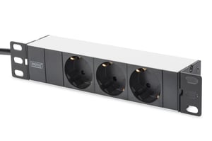Digitus PDU-Steckdosenleiste 10" Rack, 3x Schuko-Steckdose, 2,0 m, 1x Unischuko-Stecker, 16 A, Aluminiumprofil