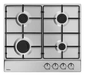 Amica PGA6100BPR Kochfeld, gebürsteter Stahl, Einbau 59 cm, Gas, 4 Kochzonen