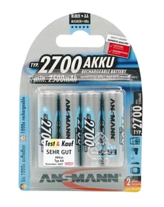 Ansmann Blister 4 x Accu, AA, 2700 mAh AA / HR6 Nickel-Metallhydrid (NiMH)