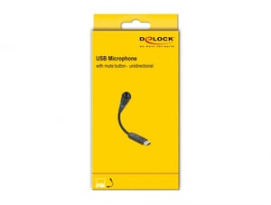 DeLOCK Mikrofon biurkowy USB z ramieniem gesia szyja i przyciskiem Mute