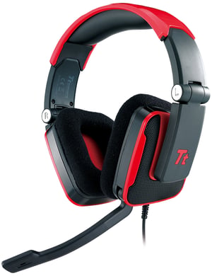 Tt eSPORTS Shock Headset, trådbundet, huvudband, gaming, svart, rött