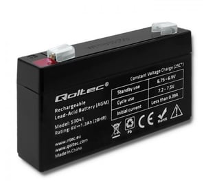 Qoltec 53041 AGM (Absorbed Glass Mat) car battery, 1.3 Ah, 7.5 V, 19.5 A, Motorcycle