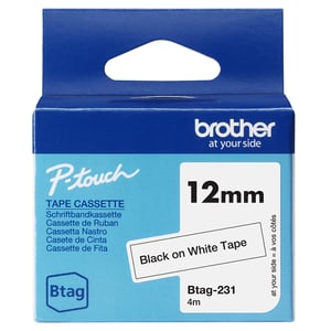 Brother BTAG-231 Label Ribbons: Black on White