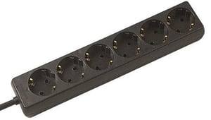 Secomp SELLY Power Strip, 1.5 m, 6 Outlets, Indoor, Black