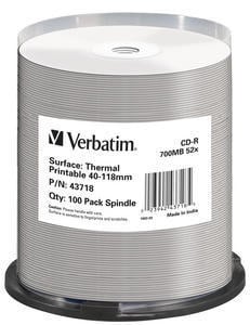 Verbatim CD-R Thermal Printable No ID Brand 700 MB 52x 100 pcs.