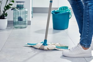 Leifheit 52106 mop Bawełna, Włókno Suchy i Mokry Niebieski, Biały