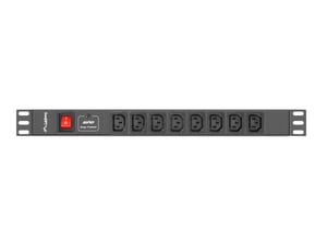 Lanberg PDU-08I-0200-C20-BK rozdzielacz zasilania PDU 8 x gniazdo sieciowe 1U Czarny