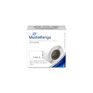 MediaRange, skrivband 28x89 mm svart/vitt, Dymo 99010/S0722370, 130 st