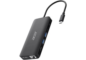 Acer 12-in-1 USB Type-C Dongle, Black, Wired USB 3.2 Gen 1 (3.1 Gen 1) Type-C, Black