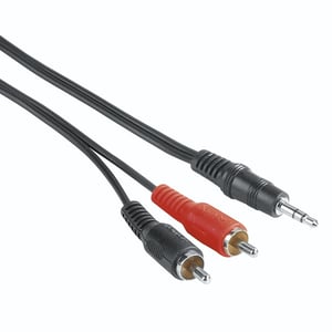 Hama 00205107 5 m Audio Cable, 3.5 mm to 2 x RCA, Black, Red
