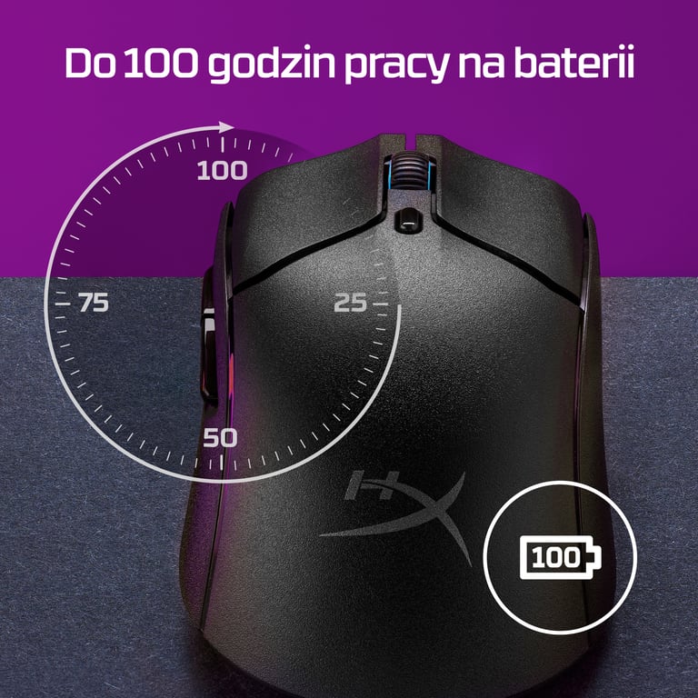 HyperX Pulsefire Haste 2 — bezprzewodowa mysz dla graczy (biała)