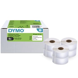 DYMO Original-Universaletiketten für LabelWriter | 32 mm x 57 mm | 6 Rollen à 1000 leicht ablösbare Etiketten (6000 Stück) | Selbstklebend | Für LabelWriter-Etikettendrucker
