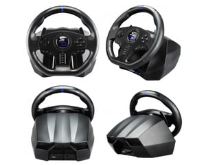 Subsonic SV750 Black USB Steering Wheel + Pedals for Nintendo Switch, PC, PlayStation 4, and Xbox One