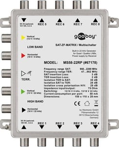 Goobay 67178 Satellitensignal-Multischalter, 5 Eingänge, 8 Ausgänge.