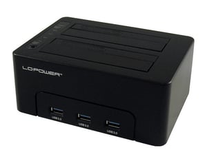 LC-Power LC-DOCK-U3-HUB stacja dokująca do dysków twardych USB 3.2 Gen 1 (3.1 Gen 1) Type-B Czarny