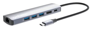 Manhattan 153959 Wired USB 3.2 Gen 1 (3.1 Gen 1) Type-C Docking Station, Silver